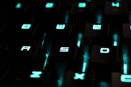 teal and black LED computer keyboard thumbnail