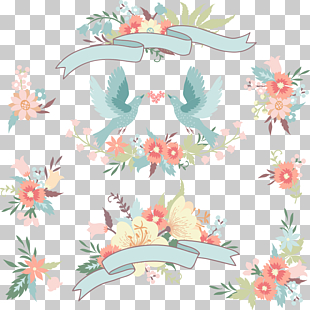 Wedding invitation Flower, love birds wedding flowers, pink flowers and birds wedding template PNG clipart