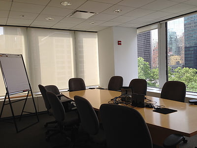 rectangular brown wooden conference table set thumbnail