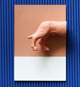 Brown and White Painting on Blue Textile thumbnail