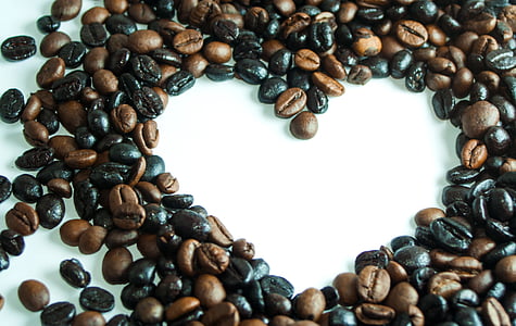 black and brown coffee beans forming heart thumbnail