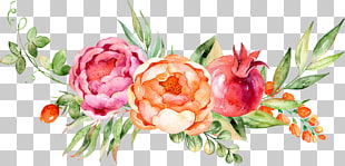 Watercolor painting Grape Flower, Watercolor floral decoration, red, pink, and yellow flowers painting PNG clipart