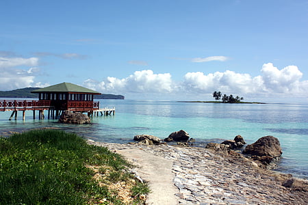 brown wooden shed near body of water thumbnail