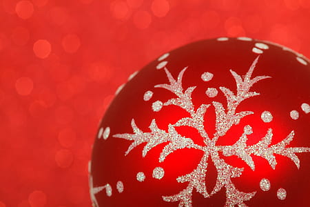 close-up photography of gray and red bauble thumbnail