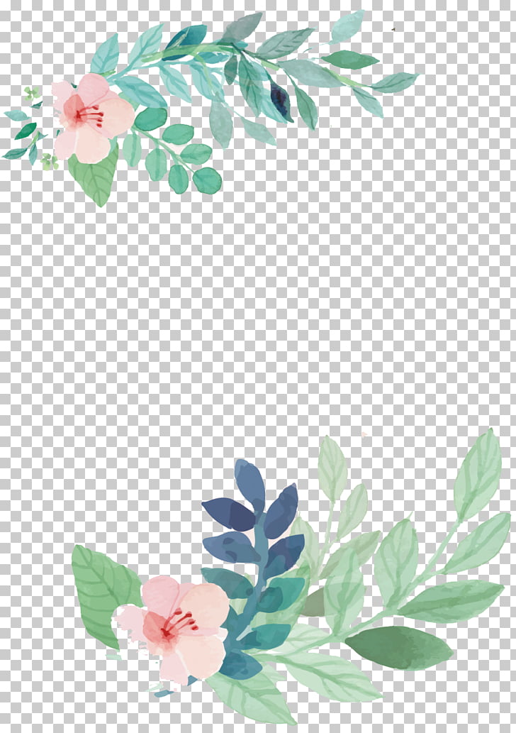 Wedding invitation Watercolor painting Flower, flowers, pink flowers with green leaf painting PNG clipart