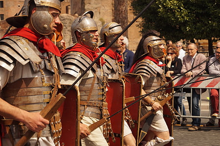 men wearing gray metal armor and spear thumbnail