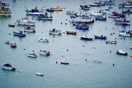 aerial photo of boats on calm body of water thumbnail