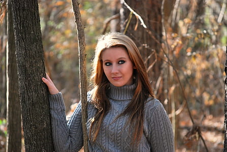woman in grey knitted sweater thumbnail