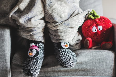 shallow focus photography of gray cotton socks thumbnail