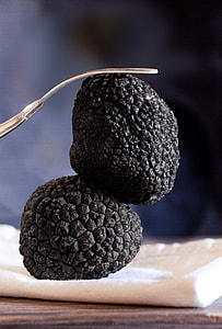 two round black fruits on white cloth thumbnail