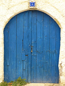 closed blue wooden door thumbnail