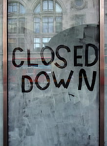 rectangular brown wooden framed glass panel with closed down text thumbnail
