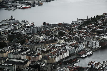 aerial photography of cityscape near body of water thumbnail