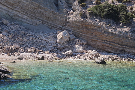 blue water and gray boulders during daytime thumbnail