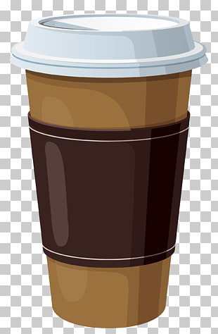 Coffee cup Cafe , Coffee in Plastic Cup , brown, white, and black coffee cup illustration PNG clipart