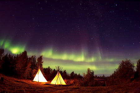 landscape view of aurora during night time thumbnail