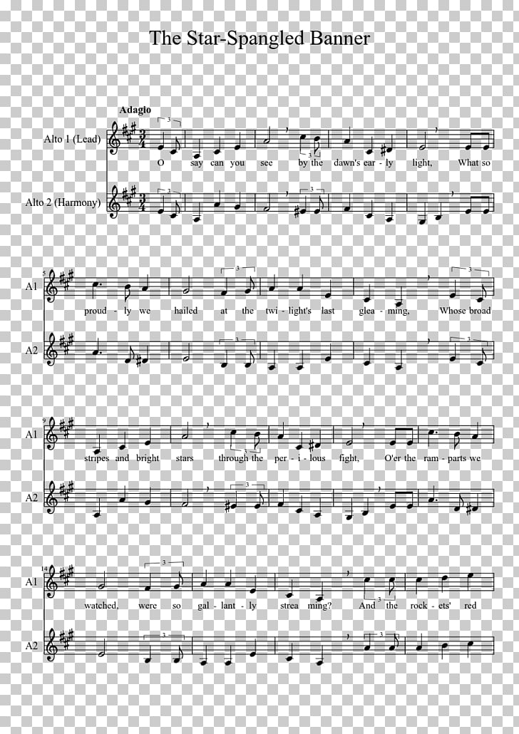 The Star Spangled Banner Song Sheet Music Lyrics Sheet Music Png