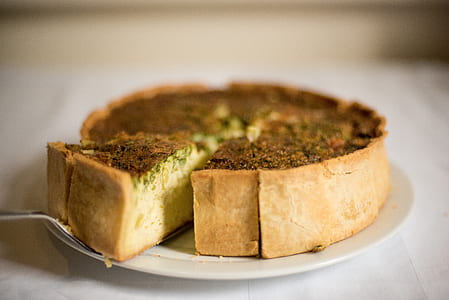 sliced baked pastry on white cerami plate thumbnail