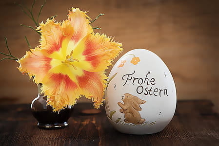 yellow petaled flower decor beside egg decor thumbnail