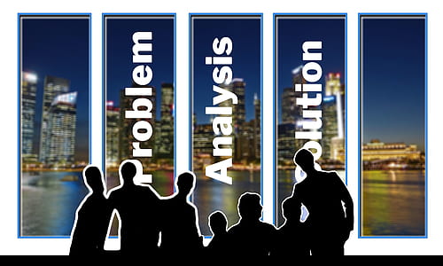 silhouette of people with buildings 5-panel canbvas thumbnail