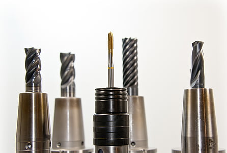 five grey metal drill bits thumbnail