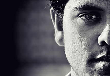 grayscale photography of man face thumbnail
