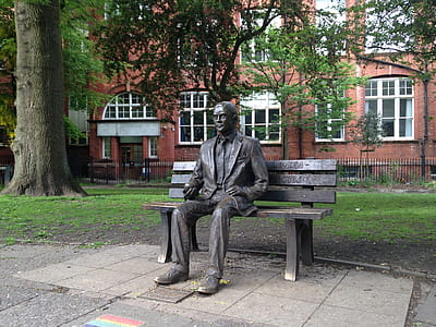 Monument to Alan Mathison Turing, WWII codebreaker persecuted for his sexuality. Located in Sackville Gardens, adjacent Manchester's Gay Village, Canal Street. thumbnail