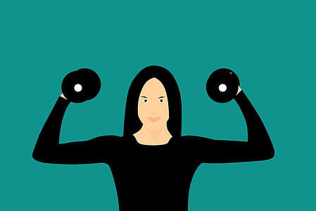 Illustration of woman working out with small weights. thumbnail