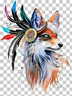 Fox Drawing Art Painting, fox, orange and white fox illustration PNG clipart
