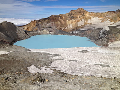 body of water in middle of mountains thumbnail