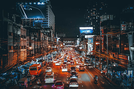 photography of city traffic during nighttime thumbnail