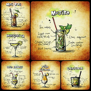 six assorted cocktail paintings thumbnail