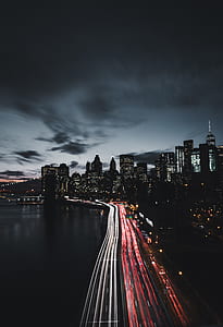 timelapse photography of highway during night thumbnail