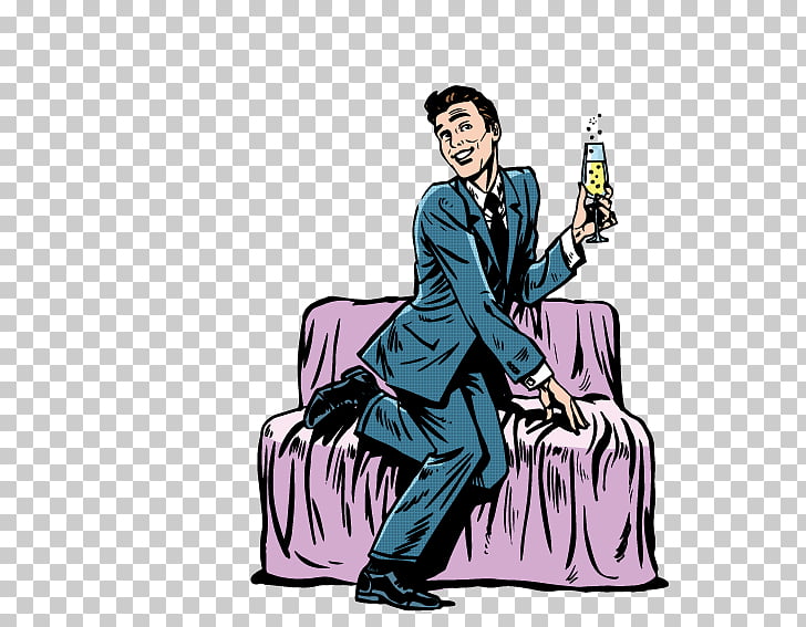 Couch Cartoon Illustration Man Sitting On The Couch Drinking Png