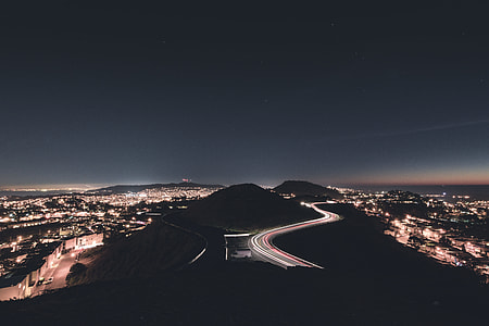 aerial view of city buildings during night thumbnail