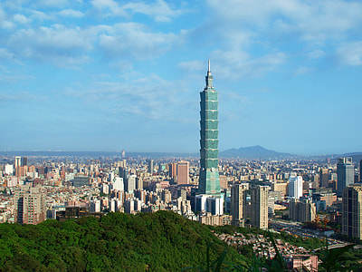 Cityscape and skyline or Taipei with the 101 building in the middle in Taiwan thumbnail