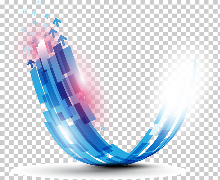 Curve Shape, Blue technology background material, blue and white arrow logo PNG clipart