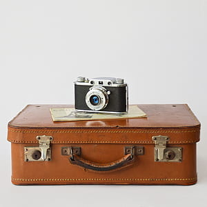 camera on leather bag thumbnail