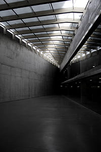 greyscale photo of hallway building thumbnail