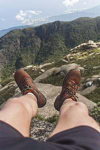 man sitting on mountain cliff thumbnail