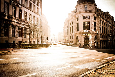 sepia photo of a city and buildings thumbnail