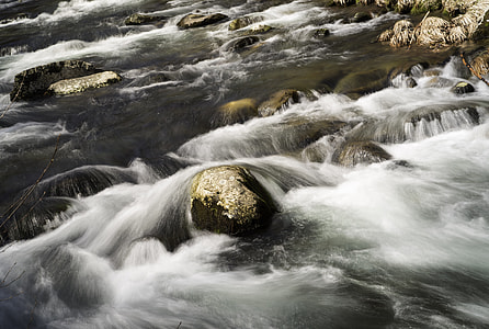 Water and Rapids rushing in the river at Great Smoky Mountains National Park, North Carolina thumbnail