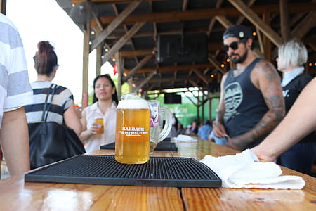 Beer Mug With Beer on Table thumbnail