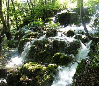 photo of waterfalls and green trees thumbnail