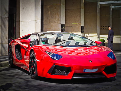 red Lamborghini Aventador sports coupe thumbnail