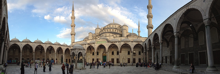 blue mosque with people on the ground thumbnail