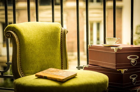 Yellow Book on Green Ottoman thumbnail