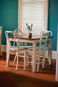 white and brown wooden dining set thumbnail