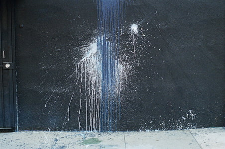 white and blue splatter on wall thumbnail