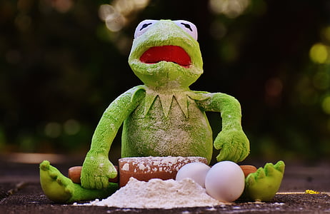 Kermit the Frog holding rolling pin with powder and eggs thumbnail